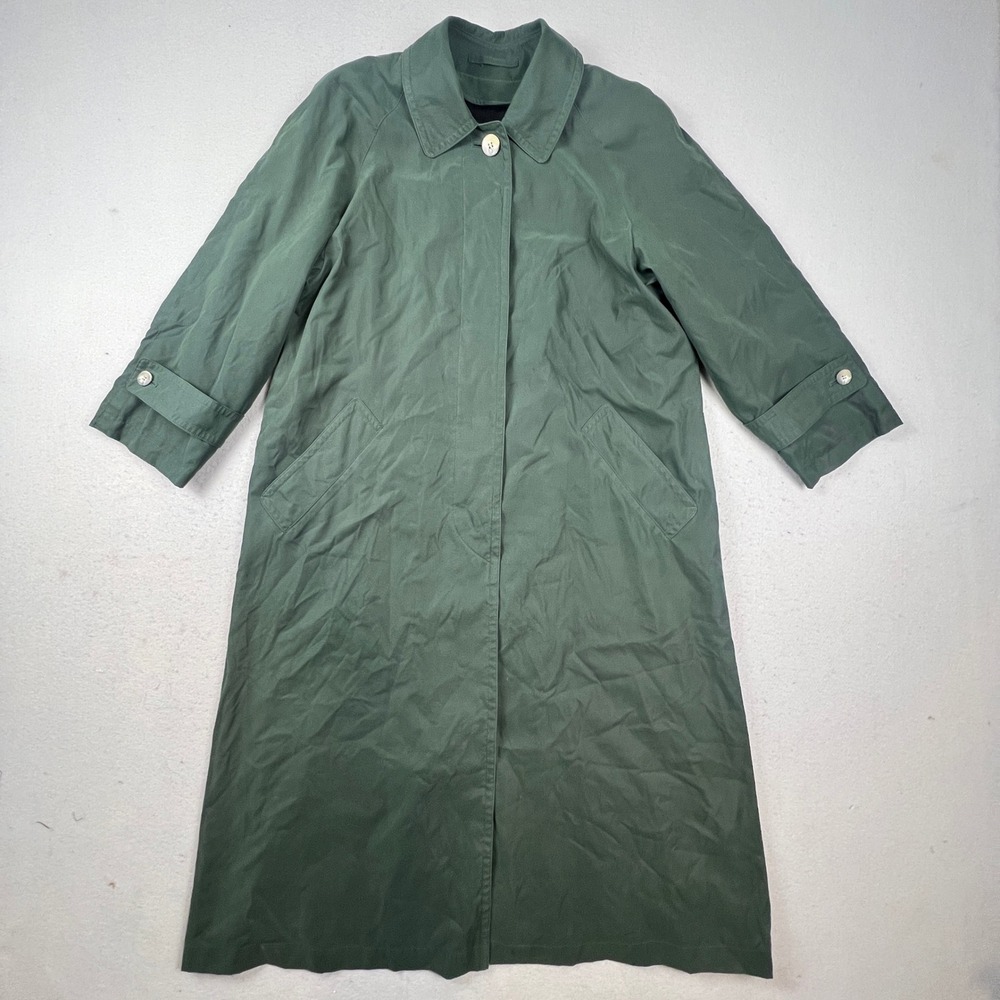 Burberrys Prorsum Trench Coat Womens Green Longline Vintage Luxury Rain Jacket